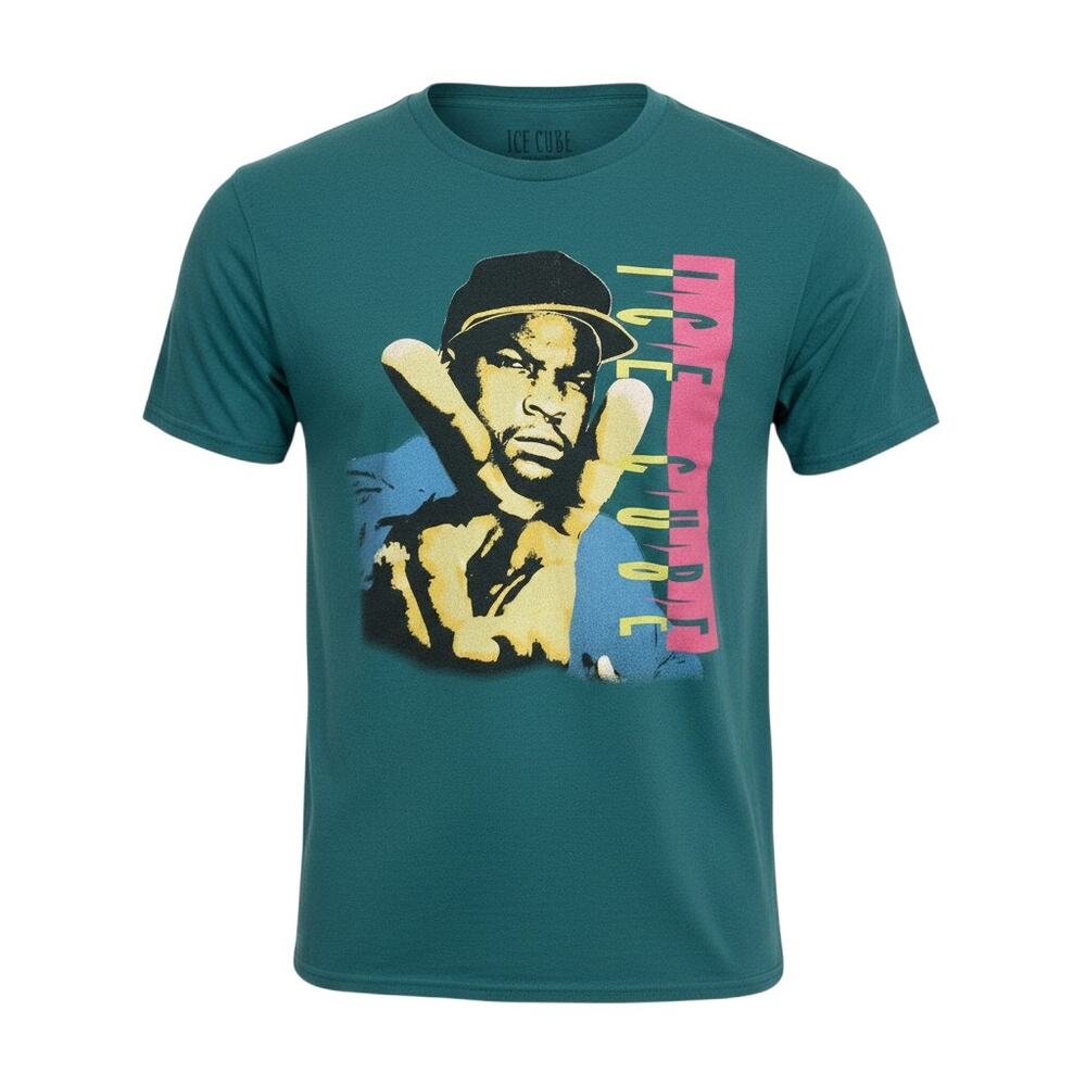 Ice Cube Rap Graphic T Shirt Teal Hip Hop Streetwear Mens Large